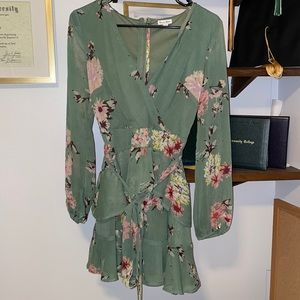 Green floral dress NWOT